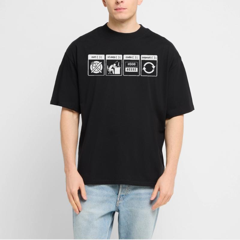 Eat Sleep Code Repeat – Conception de flux de travail pour codeurs T-shirt bio Blaster 2.0 coupe oversize Stanley/Stella Unisexe