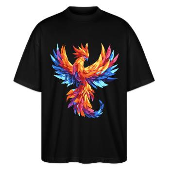 Phönix phoenix fantasy magic vogel - Stanley/Stella Oversized Unisex Bio T-Shirt Blaster 2.0 - Schwarz - Vorne - Alina (178cm) & Michal (187cm)