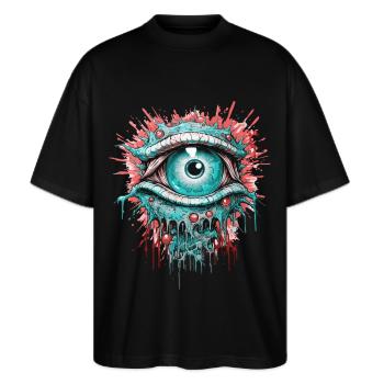 Psychédélique Oeil Coloré LSD Drogues Trip - T-shirt bio Blaster 2.0 coupe oversize Stanley/Stella Unisexe - noir - Devant - Alina (178cm) & Michal (187cm)
