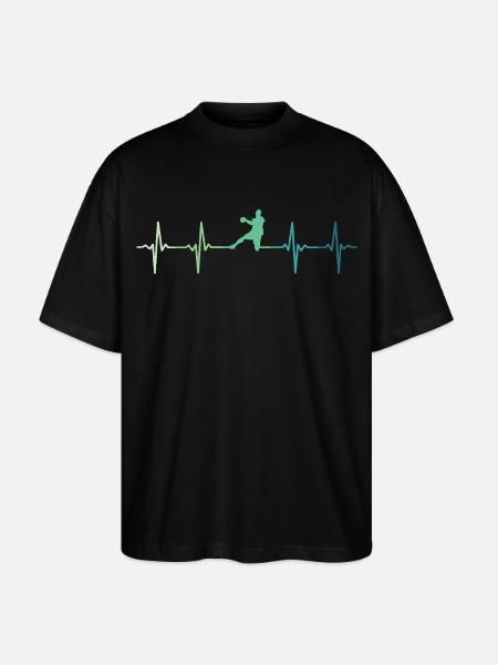 Handball, Herzschlag, Handball - Stanley/Stella Oversized Unisex Bio T-Shirt Blaster 2.0 - Schwarz