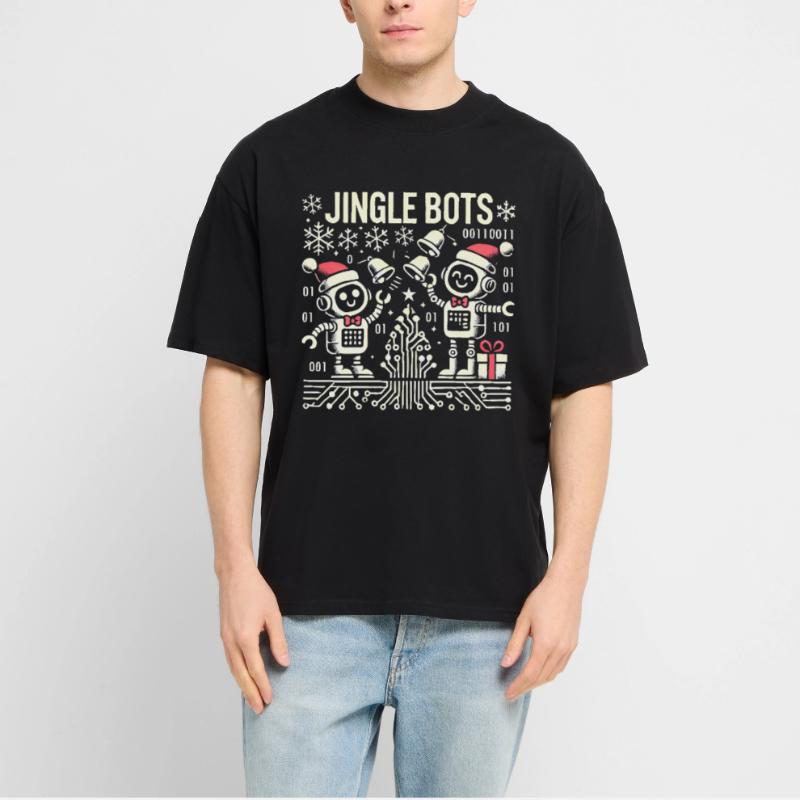 Jingle Bots - Christmas Robots with Binary Code Stanley/Stella Oversized Unisex Organic T-shirt Blaster 2.0