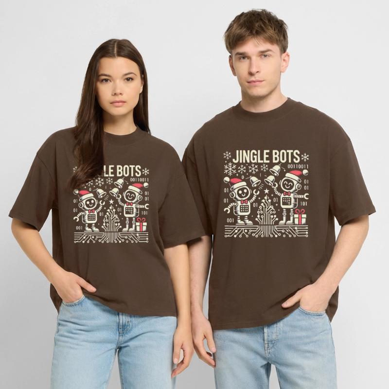 Jingle Bots - Christmas Robots with Binary Code Stanley/Stella Oversized Unisex Organic T-shirt Blaster 2.0