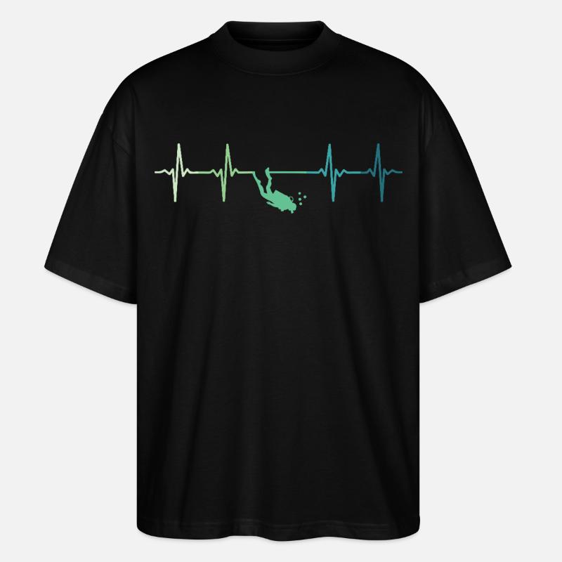 battement de coeur plongeur plongée diver - T-shirt bio Blaster 2.0 coupe oversize Stanley/Stella Unisexe - noir