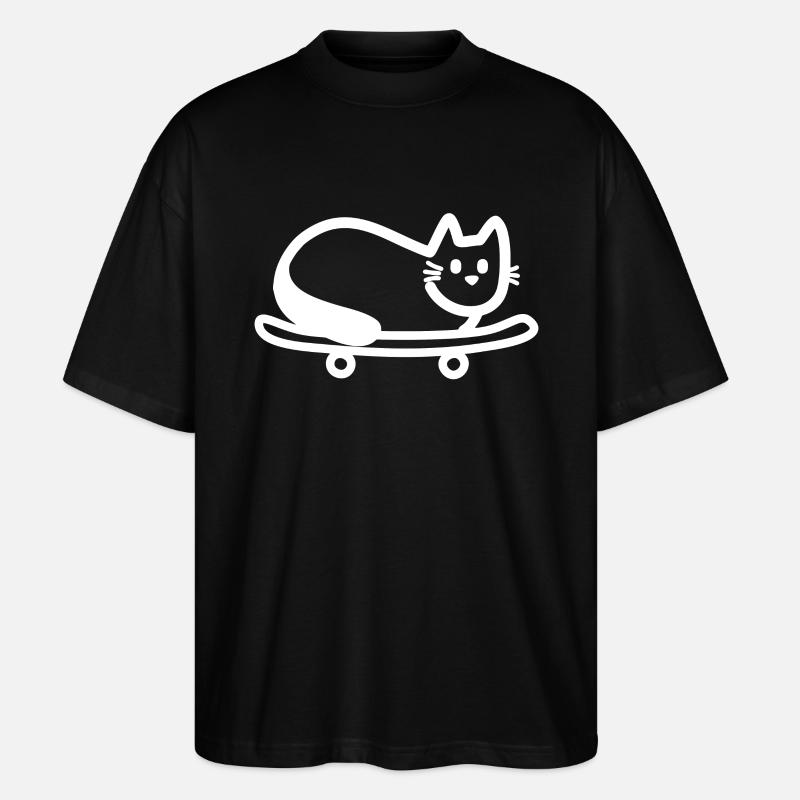 Katze auf Skateboard - Stanley/Stella Oversized Unisex Bio T-Shirt Blaster 2.0 - Schwarz