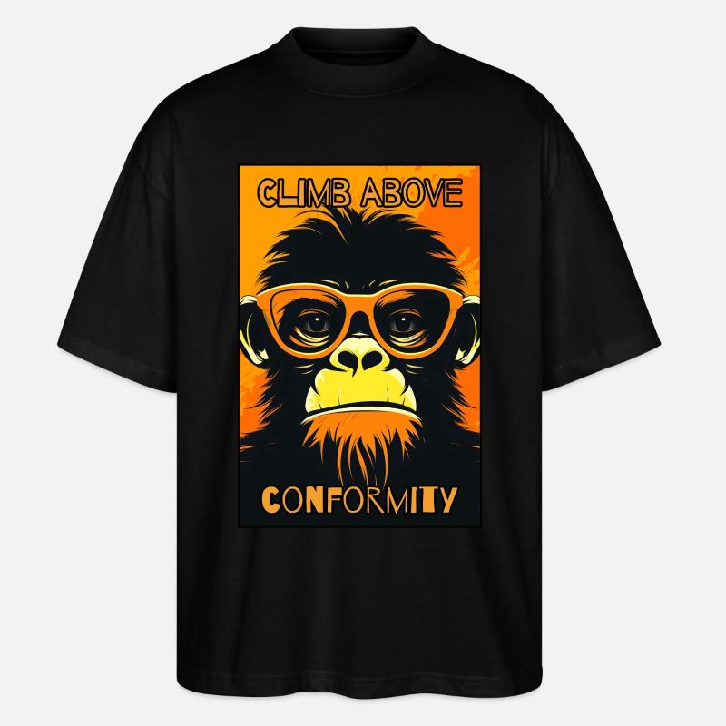 Overcome conformity: shivering monkey - Stanley/Stella Oversized Unisex Organic T-shirt Blaster 2.0 - black