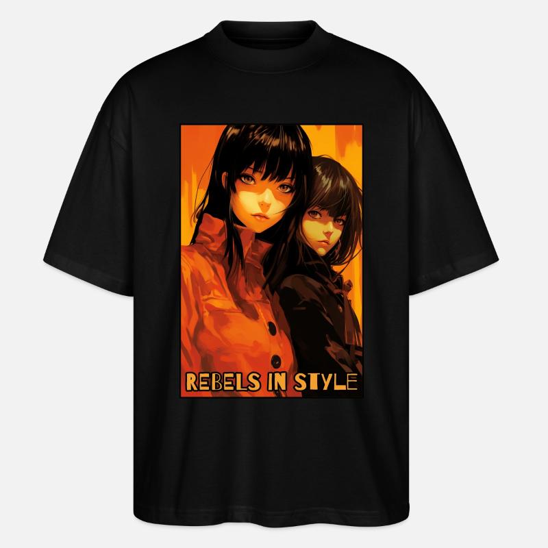 Rebellen mit Stil: Anime-Mädchen - Stanley/Stella Oversized Unisex Bio T-Shirt Blaster 2.0 - Schwarz