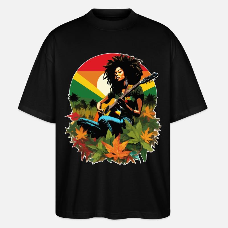 Guitariste de reggae rastafari - T-shirt bio Blaster 2.0 coupe oversize Stanley/Stella Unisexe - noir