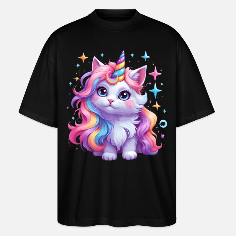 Chat licorne - T-shirt bio Blaster 2.0 coupe oversize Stanley/Stella Unisexe - noir