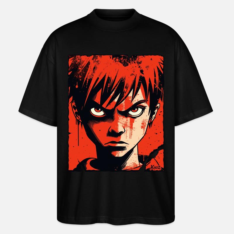 Wütender Junge im roten Comic-Stil - Stanley/Stella Oversized Unisex Bio T-Shirt Blaster 2.0 - Schwarz