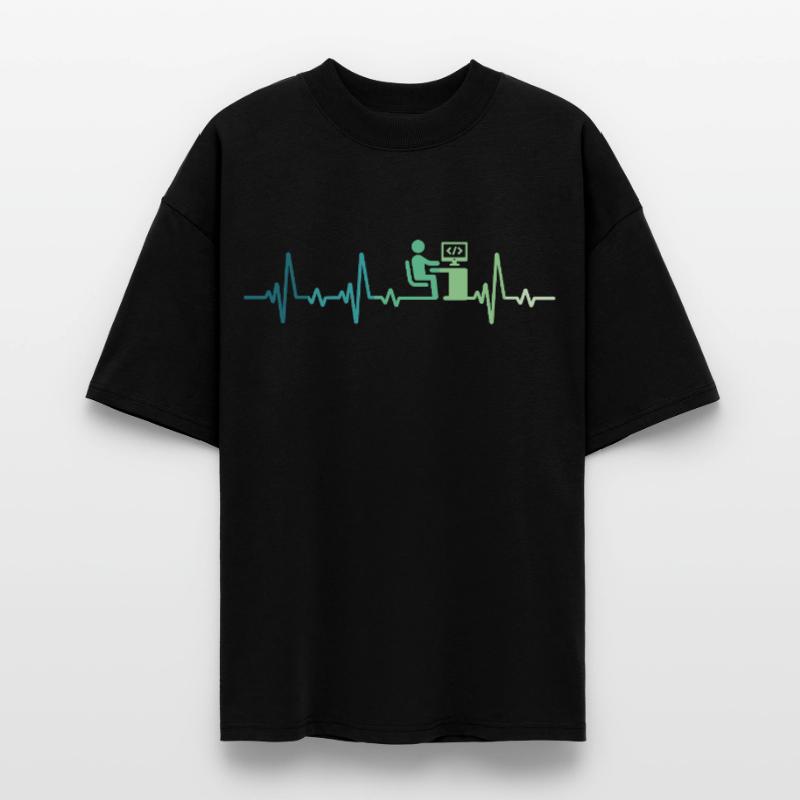Heartbeat Programmer Developer Stanley/Stella Oversized Unisex Organic T-shirt Blaster 2.0