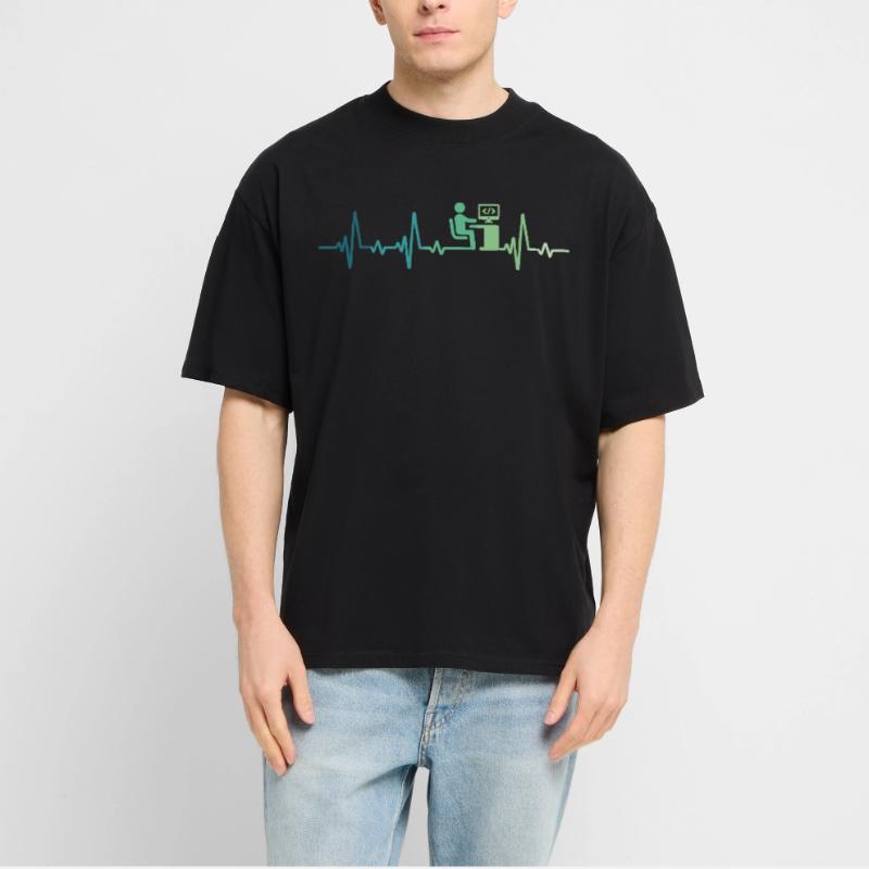 Heartbeat Programmer Developer Stanley/Stella Oversized Unisex Organic T-shirt Blaster 2.0