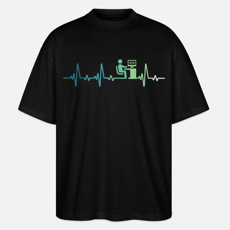Heartbeat Programmer Developer - Stanley/Stella Oversized Unisex Organic T-shirt Blaster 2.0 - black