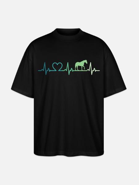 Mein Pferd, Herzschlag, Pferde, - Stanley/Stella Oversized Unisex Bio T-Shirt Blaster 2.0 - Schwarz
