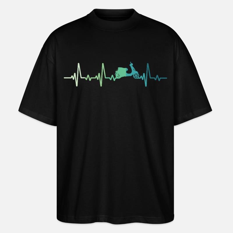 Scooter-Herzschlag-Mopedroller - Stanley/Stella Oversized Unisex Bio T-Shirt Blaster 2.0 - Schwarz