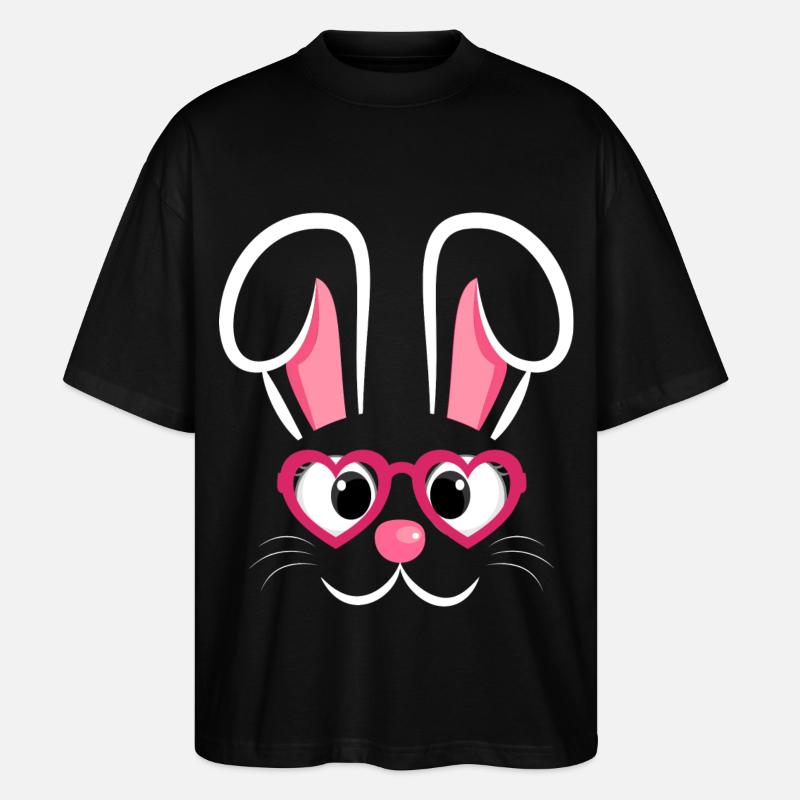 Hasengesicht mit Herzchenbrille - Stanley/Stella Oversized Unisex Bio T-Shirt Blaster 2.0 - Schwarz