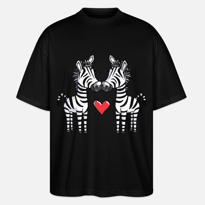Zebra Paar Herz - Stanley/Stella Oversized Unisex Bio T-Shirt Blaster 2.0 - Schwarz