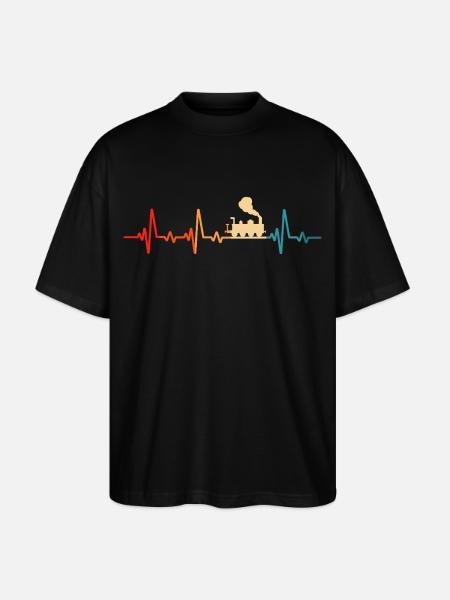 Model Railway Retro Railway Locomotive - Stanley/Stella Oversized Unisex Organic T-shirt Blaster 2.0 - black