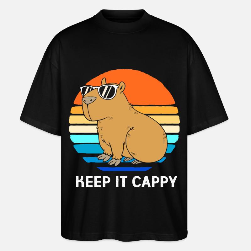 Capybara Capibara - Stanley/Stella Oversized Unisex Bio T-Shirt Blaster 2.0 - Schwarz