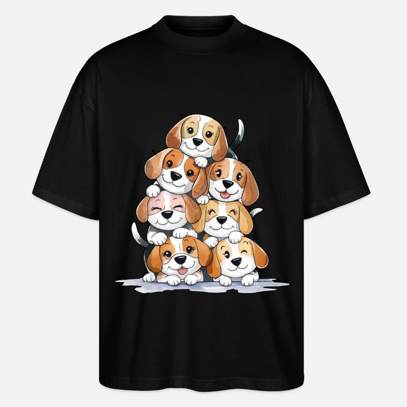 Pyramide de beagle mignon - T-shirt bio Blaster 2.0 coupe oversize Stanley/Stella Unisexe - noir