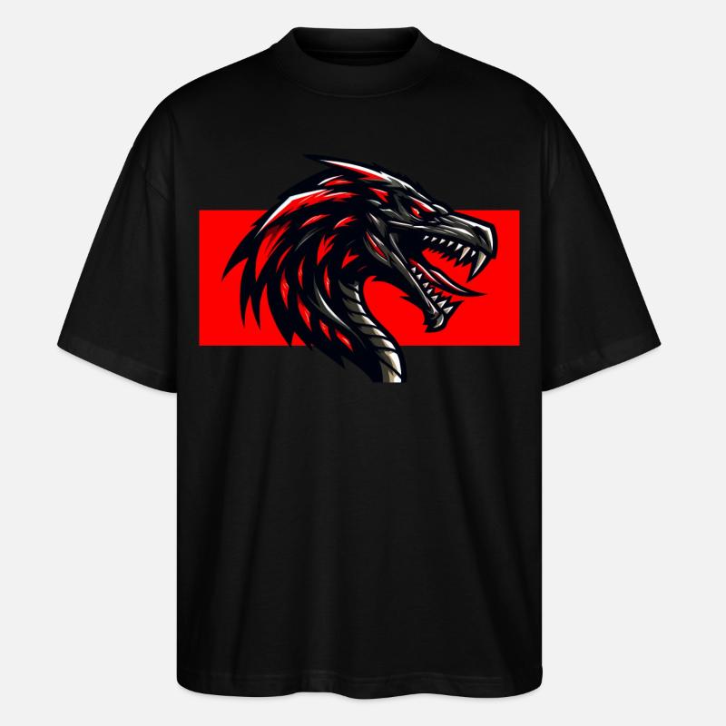 Roter Drache - Stanley/Stella Oversized Unisex Bio T-Shirt Blaster 2.0 - Schwarz