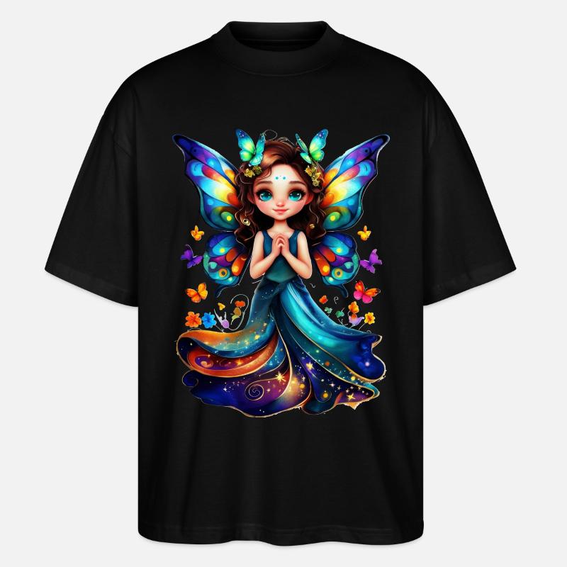 Bezaubernder Schmetterling Fee - Stanley/Stella Oversized Unisex Bio T-Shirt Blaster 2.0 - Schwarz