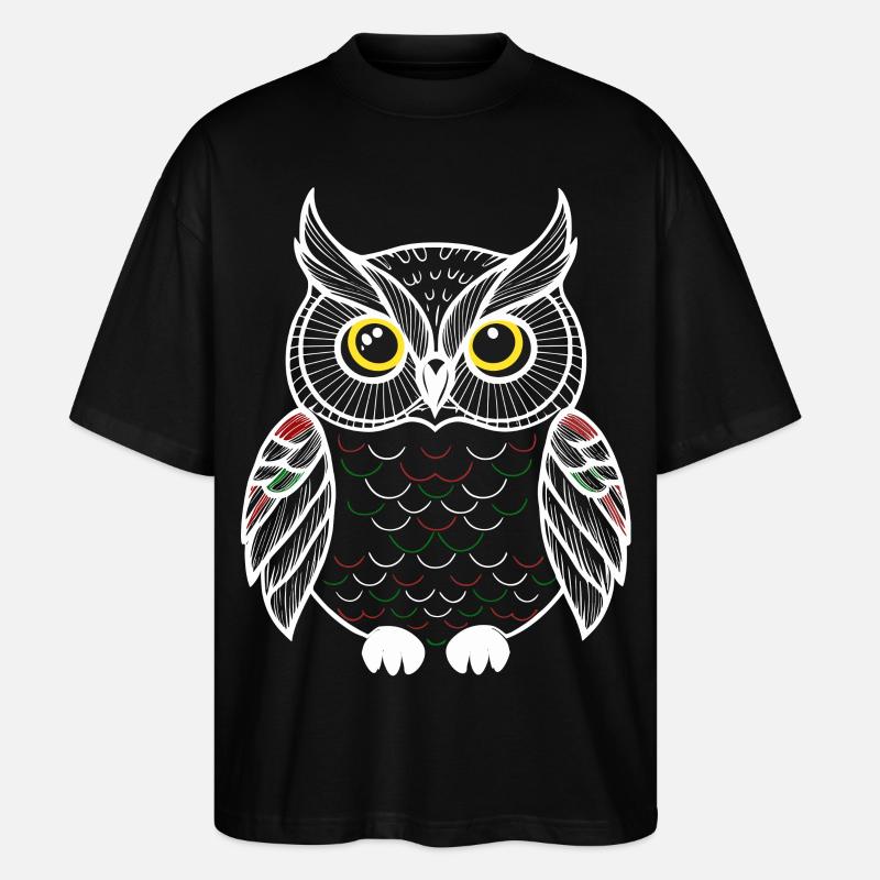 bunte Eule - Stanley/Stella Oversized Unisex Bio T-Shirt Blaster 2.0 - Schwarz