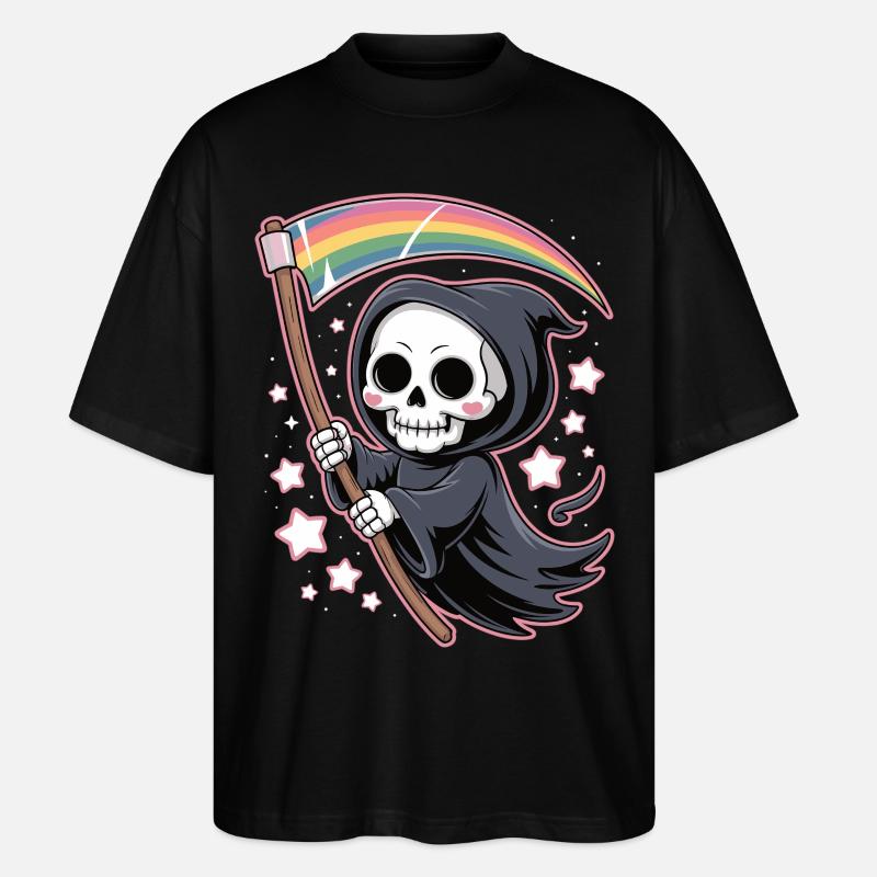 Niedlicher Sensenmann mit Regenbogen - Stanley/Stella Oversized Unisex Bio T-Shirt Blaster 2.0 - Schwarz