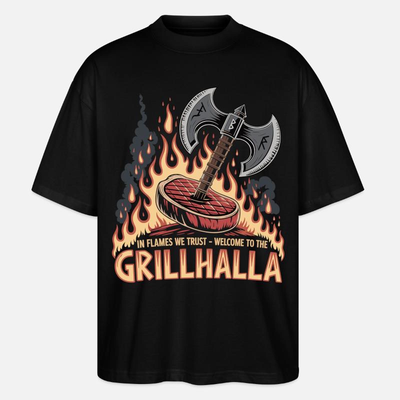 Wikinger Grill Shirt - Stanley/Stella Oversized Unisex Bio T-Shirt Blaster 2.0 - Schwarz