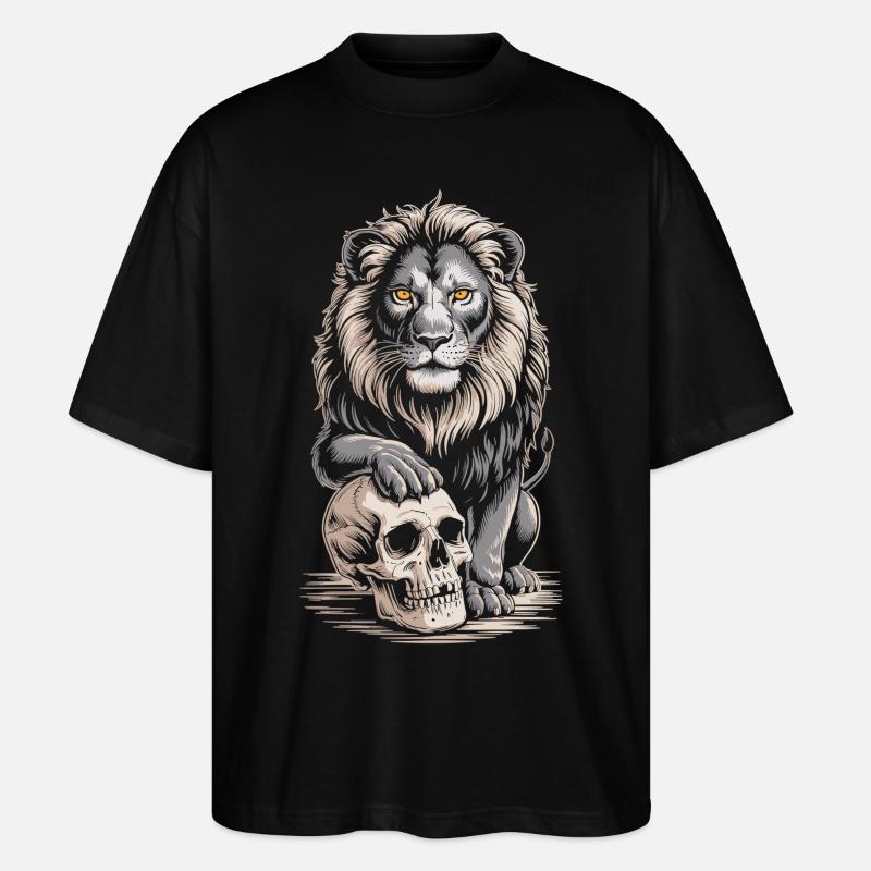 Löwe mit Totenschädel - Stanley/Stella Oversized Unisex Bio T-Shirt Blaster 2.0 - Schwarz