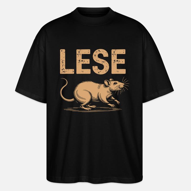 Leseratte – Bücherwurm & Lesezeichen-Fan - Stanley/Stella Oversized Unisex Bio T-Shirt Blaster 2.0 - Schwarz