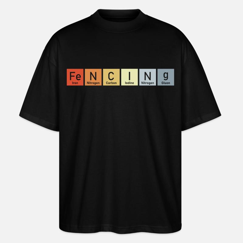 Fechten Periodensystem der Elemente - Stanley/Stella Oversized Unisex Bio T-Shirt Blaster 2.0 - Schwarz