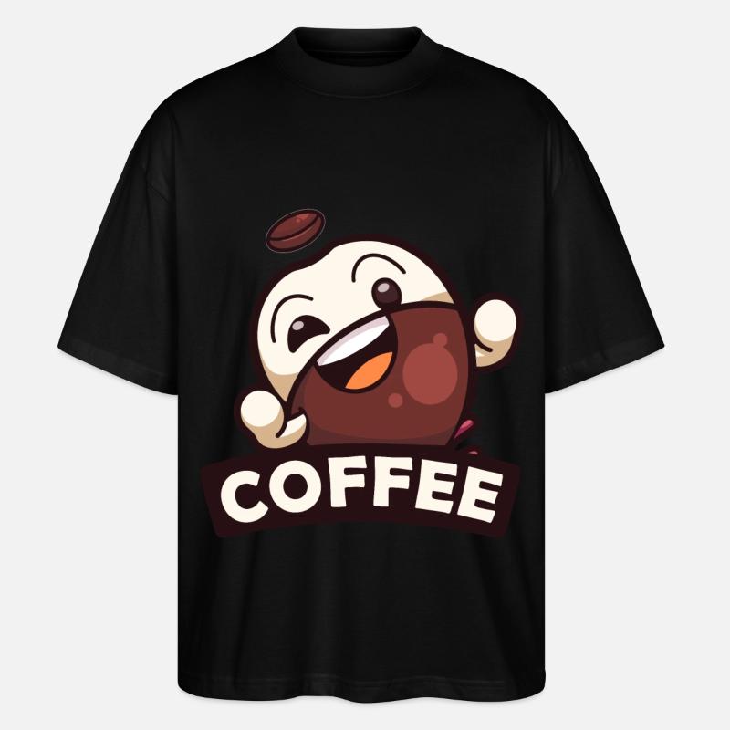 Kaffeebohne Männchen Kaffee - Stanley/Stella Oversized Unisex Bio T-Shirt Blaster 2.0 - Schwarz
