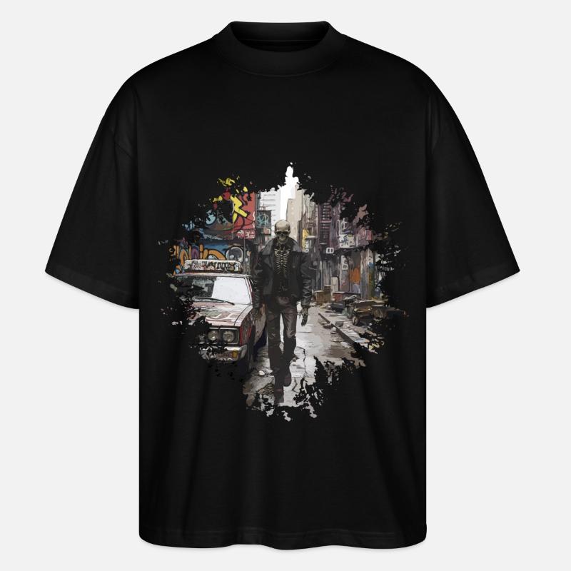 skull city - Stanley/Stella Oversized Unisex Bio T-Shirt Blaster 2.0 - Schwarz