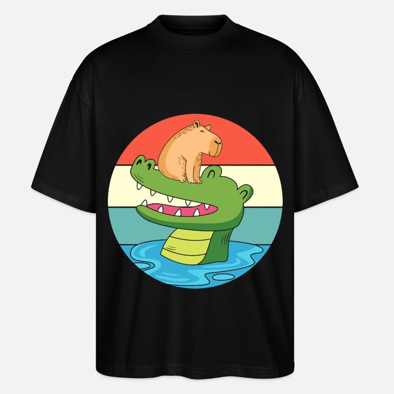 Capybara Capibara - Stanley/Stella Oversized Unisex Bio T-Shirt Blaster 2.0 - Schwarz