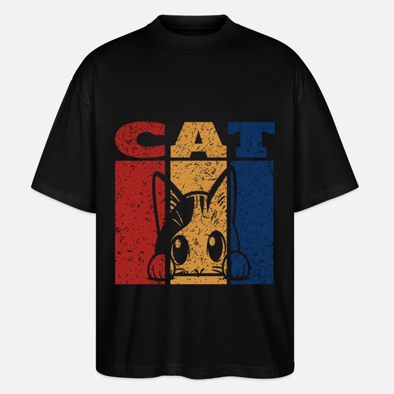 Spähende Katze Retro Design - Stanley/Stella Oversized Unisex Bio T-Shirt Blaster 2.0 - Schwarz