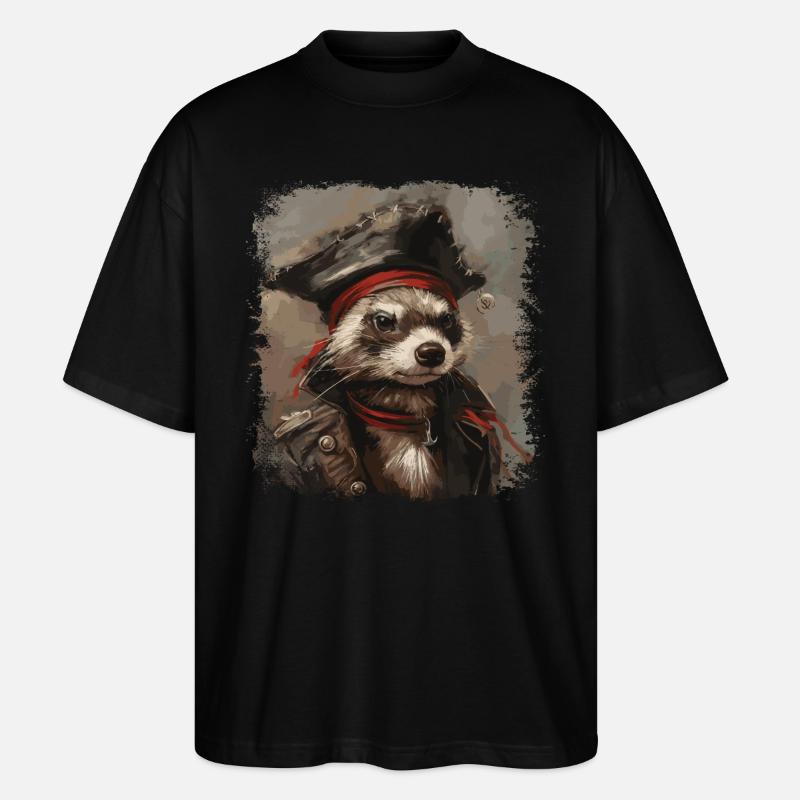 Frettchen Pirat - Stanley/Stella Oversized Unisex Bio T-Shirt Blaster 2.0 - Schwarz