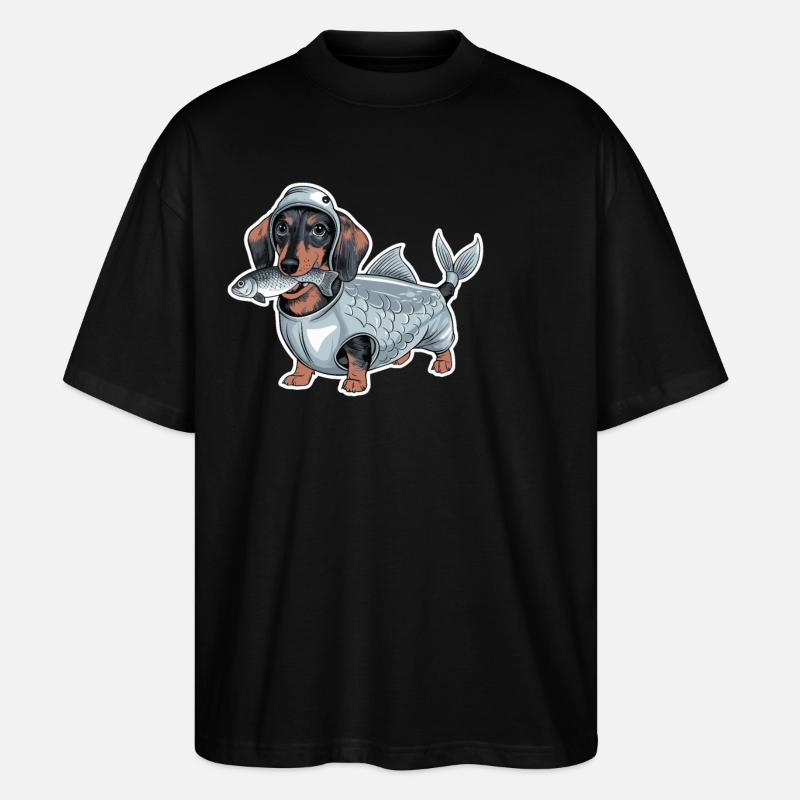 Teckel déguisé en poisson - T-shirt bio Blaster 2.0 coupe oversize Stanley/Stella Unisexe - noir