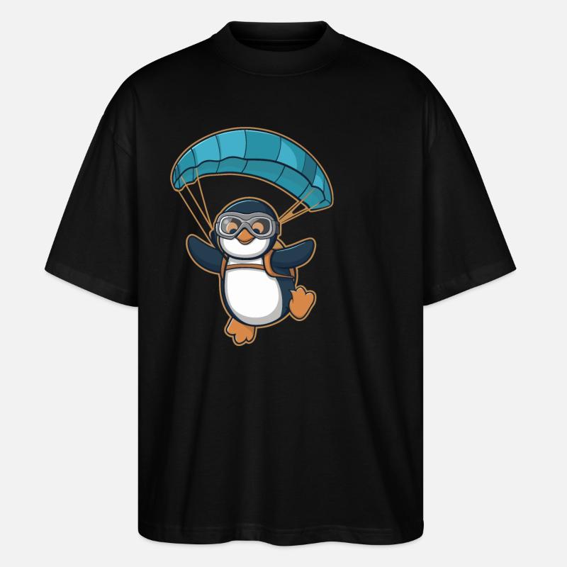 Parachutisme pingouin dans l’aventure - T-shirt bio Blaster 2.0 coupe oversize Stanley/Stella Unisexe - noir