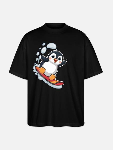 Snowboarding Penguin Snowboarder Cute - Stanley/Stella Oversized Unisex Organic T-shirt Blaster 2.0 - black