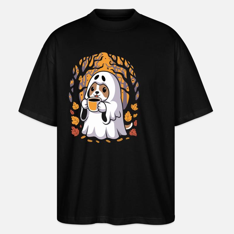 Süßer Halloween-Geist im Herbstwald - Stanley/Stella Oversized Unisex Bio T-Shirt Blaster 2.0 - Schwarz