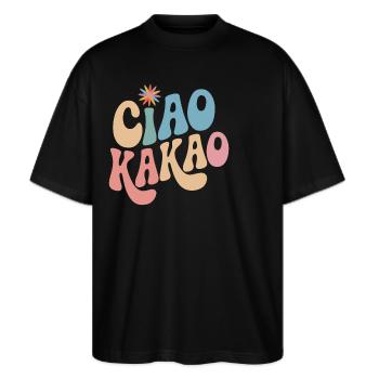 Ciao Kakao - Stanley/Stella Oversized Unisex Bio T-Shirt Blaster 2.0 - Schwarz - Vorne - Alina (178cm) & Michal (187cm)