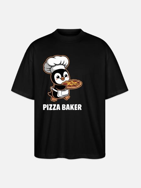 Pizza Baker Penguin Funny Chef - Stanley/Stella Oversized Unisex Organic T-shirt Blaster 2.0 - black