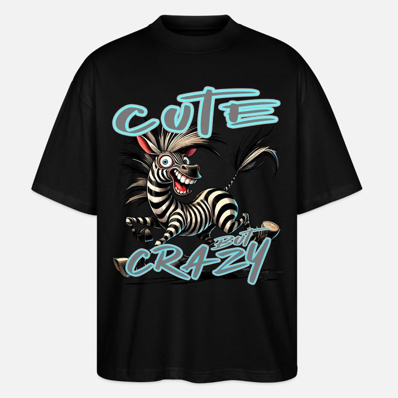 Cute but Crazy Zebra Comic Stil lustiges Motiv - Stanley/Stella Oversized Unisex Bio T-Shirt Blaster 2.0 - Schwarz