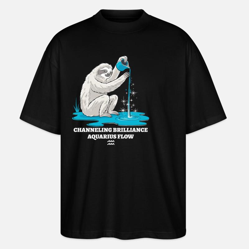 Wassermann Sternzeichen Faultier Channeling - Stanley/Stella Oversized Unisex Bio T-Shirt Blaster 2.0 - Schwarz