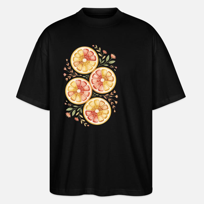 Zitrusfrüchte Mit Blumenmuster - Stanley/Stella Oversized Unisex Bio T-Shirt Blaster 2.0 - Schwarz