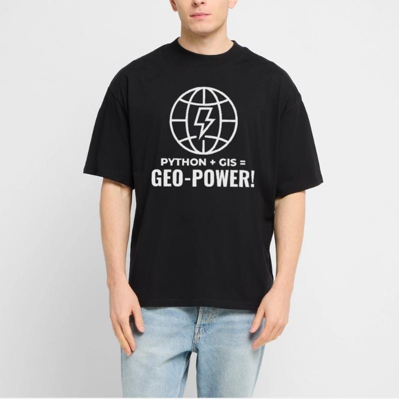 Python GIS Geo-Power Programming Geospatial Stanley/Stella Oversized Unisex Organic T-shirt Blaster 2.0