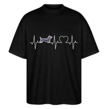 Dachshund Heartbeat ECG Dachshund Pulse Dog Dachshund - Stanley/Stella Oversized Unisex Organic T-shirt Blaster 2.0 - black - Front - Alina (178cm) & Michal (187cm)