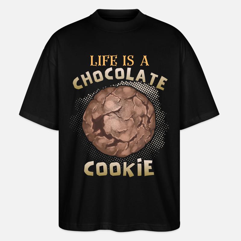 Schokolade, Schokoladenkeks lustiger Spruch - Stanley/Stella Oversized Unisex Bio T-Shirt Blaster 2.0 - Schwarz