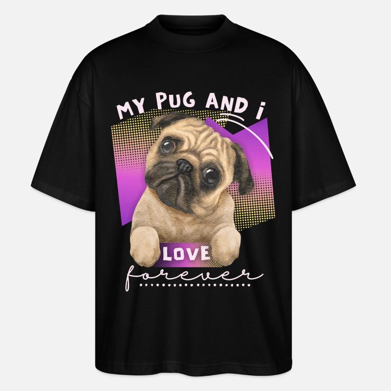 Lustiger Mops, Mops-Aquarell, Spruch - Stanley/Stella Oversized Unisex Bio T-Shirt Blaster 2.0 - Schwarz
