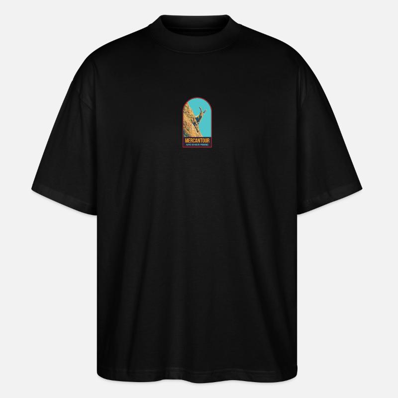 Steinbock-Illustration in der Mercantour - Stanley/Stella Oversized Unisex Bio T-Shirt Blaster 2.0 - Schwarz